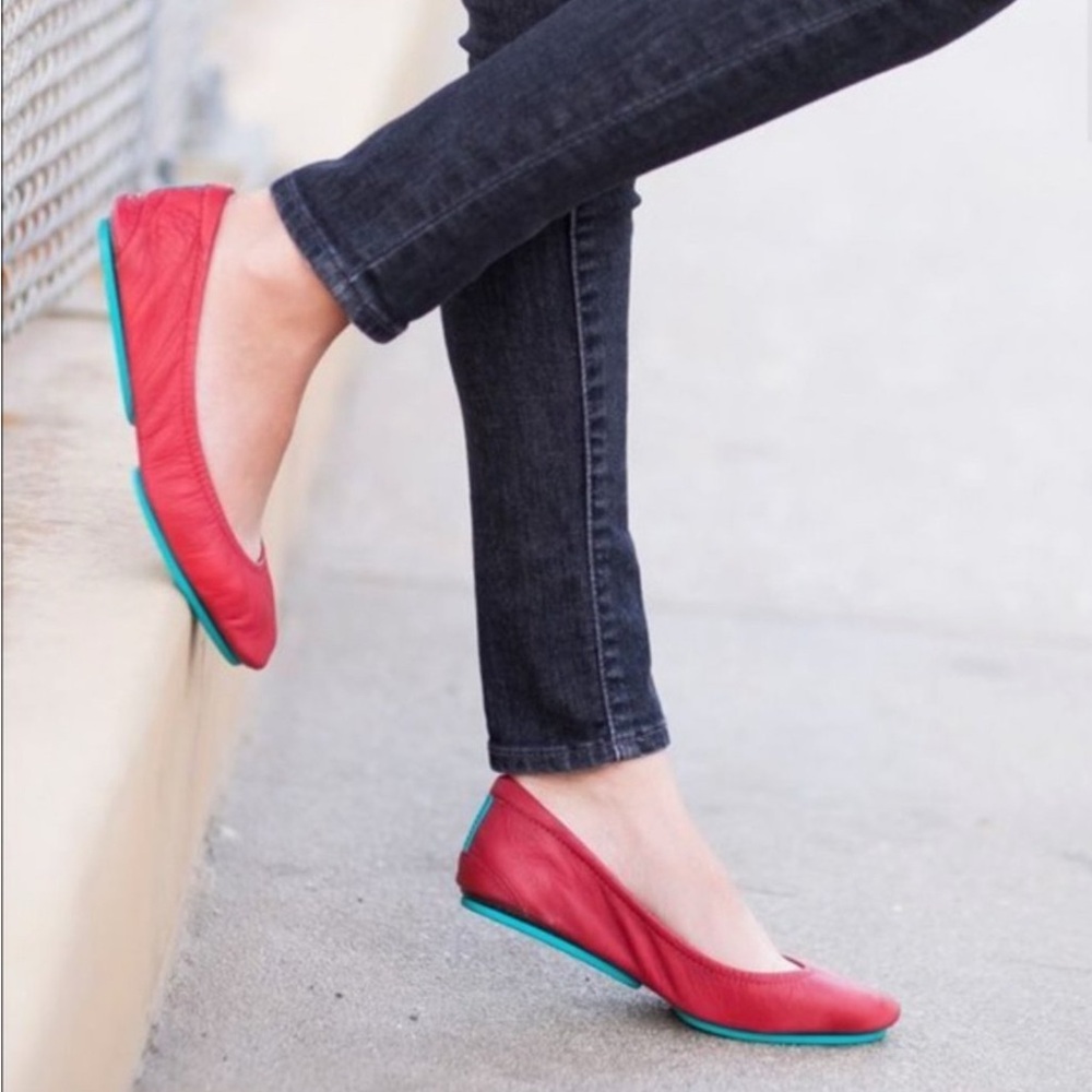 Tieks Red Leather Ballet Flats
